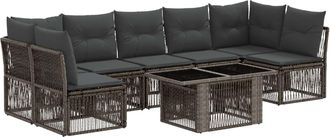 vidaXL Conjunto De Sof&aacute;s De Jard&iacute;n 7 Uds. Gris Rat&aacute;n Sint&eacute;tico Vidaxl