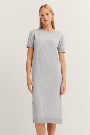 Bugatti Strickkleid BUGATTI, Damen, Gr. XS, Normalgr&ouml;ssen, grau (240, grau), 96% Viskose, 4% Elasthan, unifarben, normal, Kleider Strickkleid, mit kurzen &Auml;rme