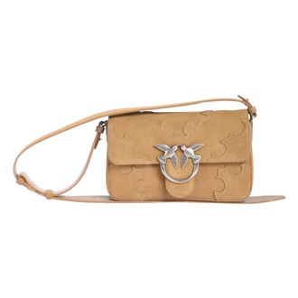 Pinko Birds Appliqu&eacute; Schoudertas - Dames - Schoudertassen - Beige - ONE Size - Katoen - Tassen