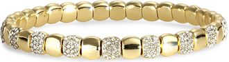 Nordstrom Rack Pav&eacute; Cubic Zirconia Beaded Stretch Bracelet in Clear- Gold at Nordstrom Rack