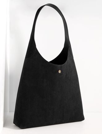 Talbots Hayden Suede Large Hobo Bag - Black - 001 Talbots