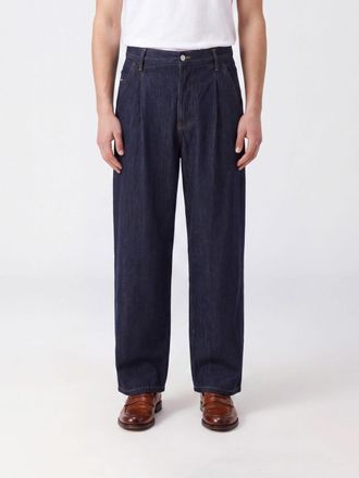 Dries Van Noten Wide-Leg Jeans in Blue Cotton Denim with Front Pleats