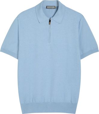 Canali Panelled Cotton Polo - Light Blue - 54 (IT54 / Xxl)