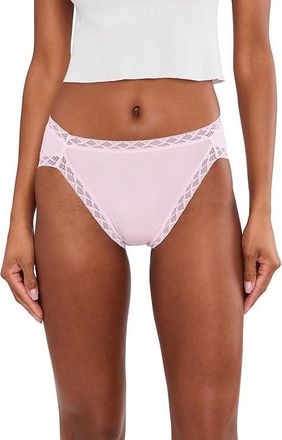 Natori Bliss French Cut 3-Pack Womens Underwear Blue Mist/Delicate Rose/Light Mocha : L (Womens 14-16), Cotton/Lace/Lycra