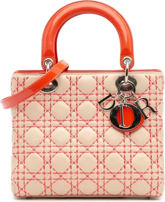 Dior 2012 Medium Lambskin Cannage Stitched Lady Dior satchel - Brown