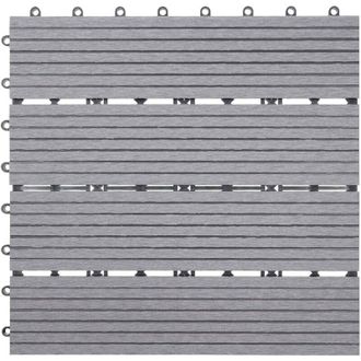 Hhg Non utilizzato] Piastrelle pavimentazione da esterno Rhone T831 wpc 30x30cm 11 pezzi 1mq grigio lineare