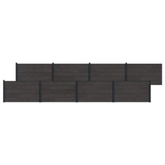 vidaXL Panel De Valla 8 Pcs Wpc Y Aluminio Negro Vidaxl