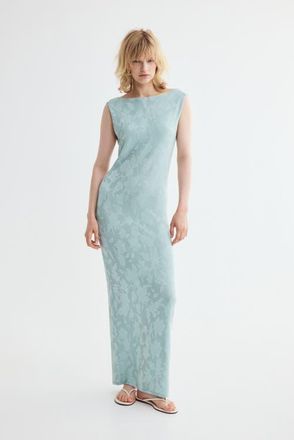 H&M Cowl-back Jacquard-jersey Dress in Light Turquoise at Nordstrom, Size X-Small