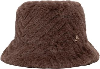 Joseph Ribkoff Chevron Faux Fur Bucket Hat - Dames - Hoeden - Bruin - ONE Size - Satijn - Accessoires