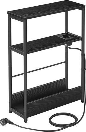 Vasagle Mesa auxiliar con multienchufe de color negro &eacute;bano y negro tinta