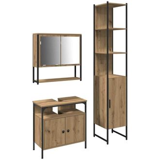 vidaXL Vidaxl - Juego de muebles de baño 3 pcs Roble artisan 33 x 33 x 185.5 cm