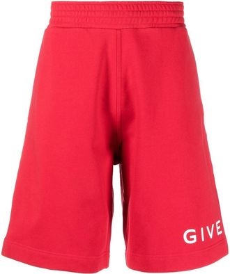 Givenchy logo-print cotton shorts - men - Cotton - L - Red