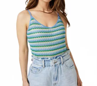 Esqualo Laleh Lurex Sparkle Zigzag Camisole In Blue Multi