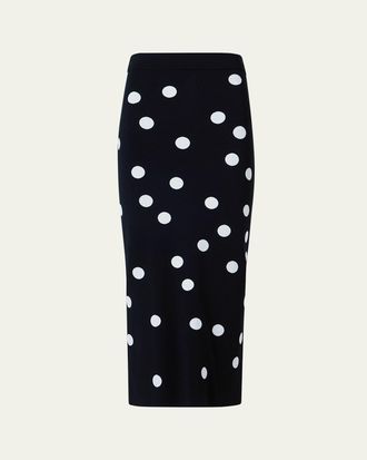 Akris Polka Dot Knit Midi Tube Skirt