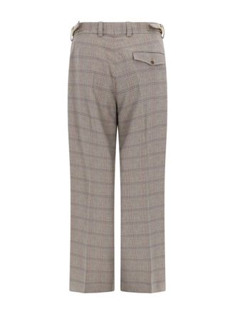 Dr&ocirc;le de Monsieur Large Check Cotton-Blend Trousers - Beige