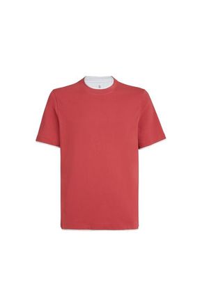 Brunello Cucinelli T-shirt with faux-layering in Strawberry at Nordstrom, Size Xxx-Large Eu
