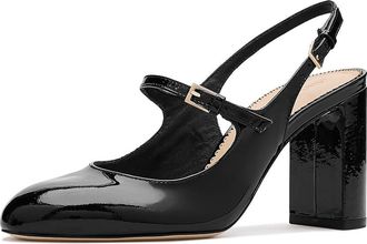 Cinq &agrave; Sept Lola Patent Slingback Heels Womens Shoes Black : 10.5 M, Leather