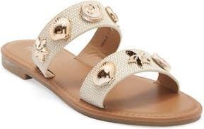 Top Moda Aria Double Strap Slide Sandal in Ivory Raffia at Nordstrom Rack, Size 6