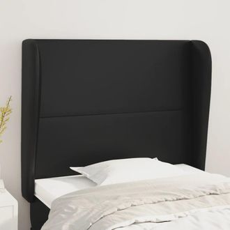 vidaXL Cabecero Con Orejas De Cuero Sint&eacute;tico Negro 103x23x118/128cm Vidaxl
