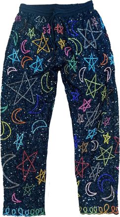 Ashish Womens Sparkling Sequins Magic Trouser In Black