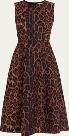 Adam Lippes Eloise Ocelot-Print Sleeveless Dress