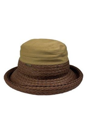 Nicole Miller Woven & Straw Rolled Bucket Hat in Brown at Nordstrom Rack
