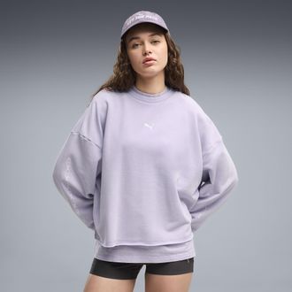 Puma Felpa oversize con grafica Run Culture Collective da donna, Abbigliamento, Viola, XL