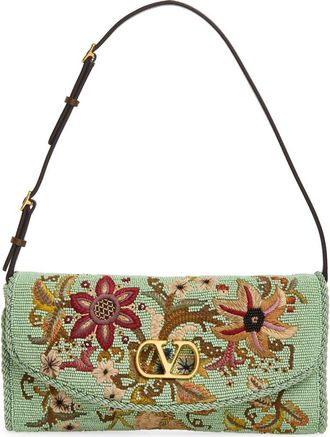 Valentino Garavani Vain Soft Embroidered Top Handle Bag in Multi Green at Nordstrom