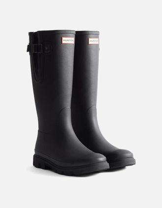 Hunter Womens Hunter Downpour Adjustable Boot Rubber Womens Black Wellington Boots