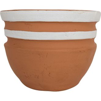 Foreside Home And Garden White Striped Terracotta Planter at Nordstrom