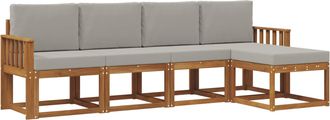 vidaXL Conjunto De Sof&aacute;s De Exterior 5 Uds. Gris Natural Y Claro Vidaxl