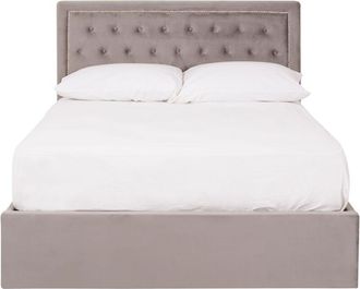 Premier Housewares Interiors By Premier Elegant Steel Velvet Double Bed, Minimalist Double Bed For Bedroom, Velvet Upholstered Stud Detail Bed