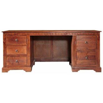 Massivmoebel24 scrivania in legno di Acacia 180x80x74 nougat laccato OXFORD 529