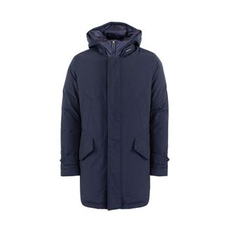 Woolrich Hoge Kraag Parka in Blauw - Heren - Mantels - Blauw - Maat: L Wol