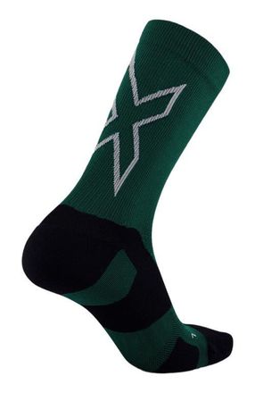 2XU Vectr Light Cushion Crew Socks in Dark Moss/white at Nordstrom, Size Small