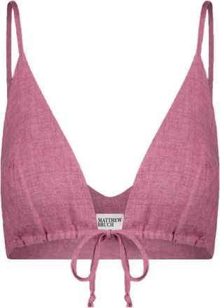 Matthew Bruch Womens Triangle Tie Front Crop Top In Orchid