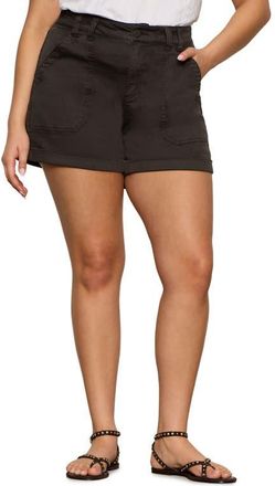 Sanctuary Wander On Twill Utility Shorts in Obsidian Black at Nordstrom, Size 14W