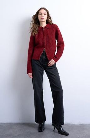 Topshop Spread Collar Zip in Red at Nordstrom Rack, Size Medium