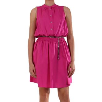 Michael Kors Kleedjes, Dames, Roze, S, Katoen, Stretch Katoen Poplin Mini Jurk