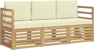 vidaXL Juegos De Sof&aacute;s 3 Uds. Blanco Y Crema Polyester Vidaxl
