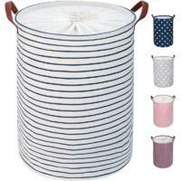 OEM Cesto De Ropa Independiente De 20 Pulgadas Con Tapa, Cesta De Ropa Plegable Grande Con Cord&oacute;n Y Asa (rayas Azules, L) - Crezuo