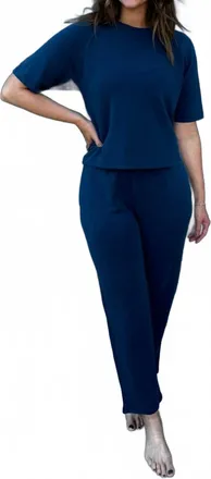 Mono B Laguna Soft Drape Cropped Pants In Midnight Navy