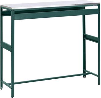 Beliani Outdoor Bar Table Green Stainless Steel Unit with Top Garden Kitchen Dining MAENZA