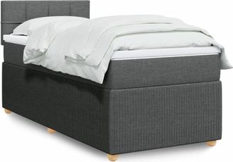 vidaXL Cama Box Spring Con Colch&oacute;n Tela Gris Oscuro 80x200 Cm Vidaxl