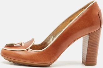 Tod's Tods Brown/cream Leather Loafer Pumps