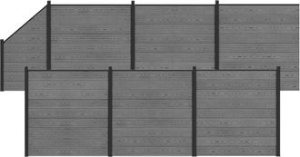 vidaXL Conjunto De Valla 1138 X 186 Cm Wpc Y Aluminio Gris Vidaxl