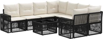 vidaXL Conjunto De Sof&aacute;s De Jard&iacute;n 9 Uds. Negro Rat&aacute;n Sint&eacute;tico Vidaxl