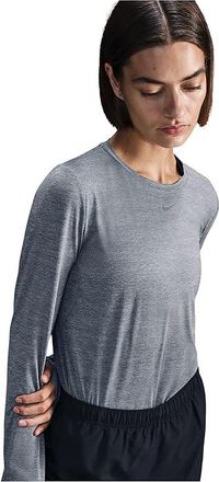 Nike One Classic Dri-FIT Long-Sleeve Top Womens Workout Smoke Grey/Heather : 2XL (US 20-22), Elastane/Polyester