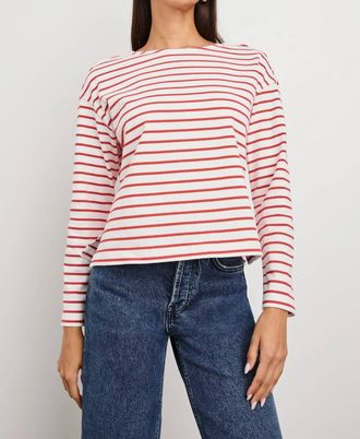 Rails Macy Long Sleeve Top In Cherry Stripe