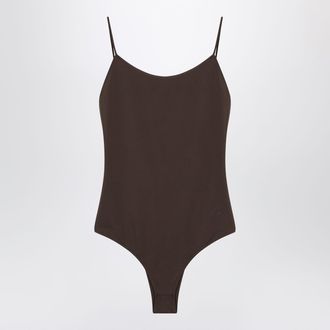 Jacquemus Brown Cabana swimsuit with ruffles